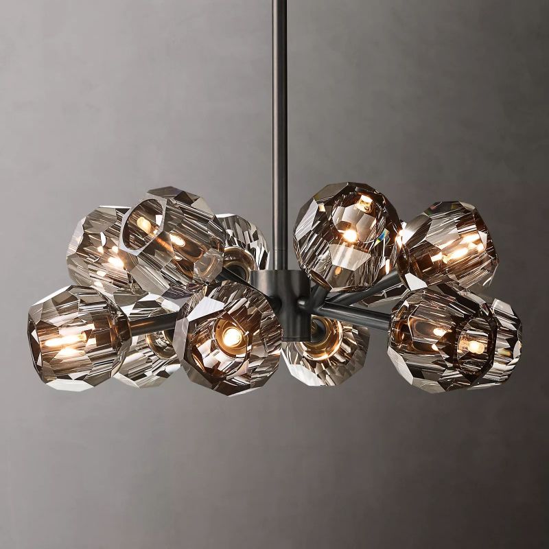 Kristal Smoke Glass Round Chandelier 24" - thebelacan