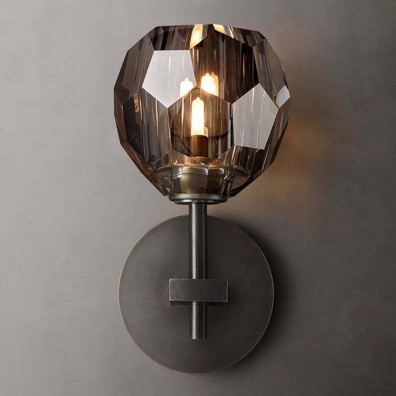 Kristal Smoke Glass Short Wall Sconce - thebelacan