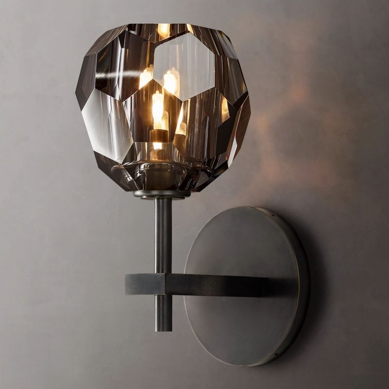 Kristal Smoke Glass Short Wall Sconce - thebelacan
