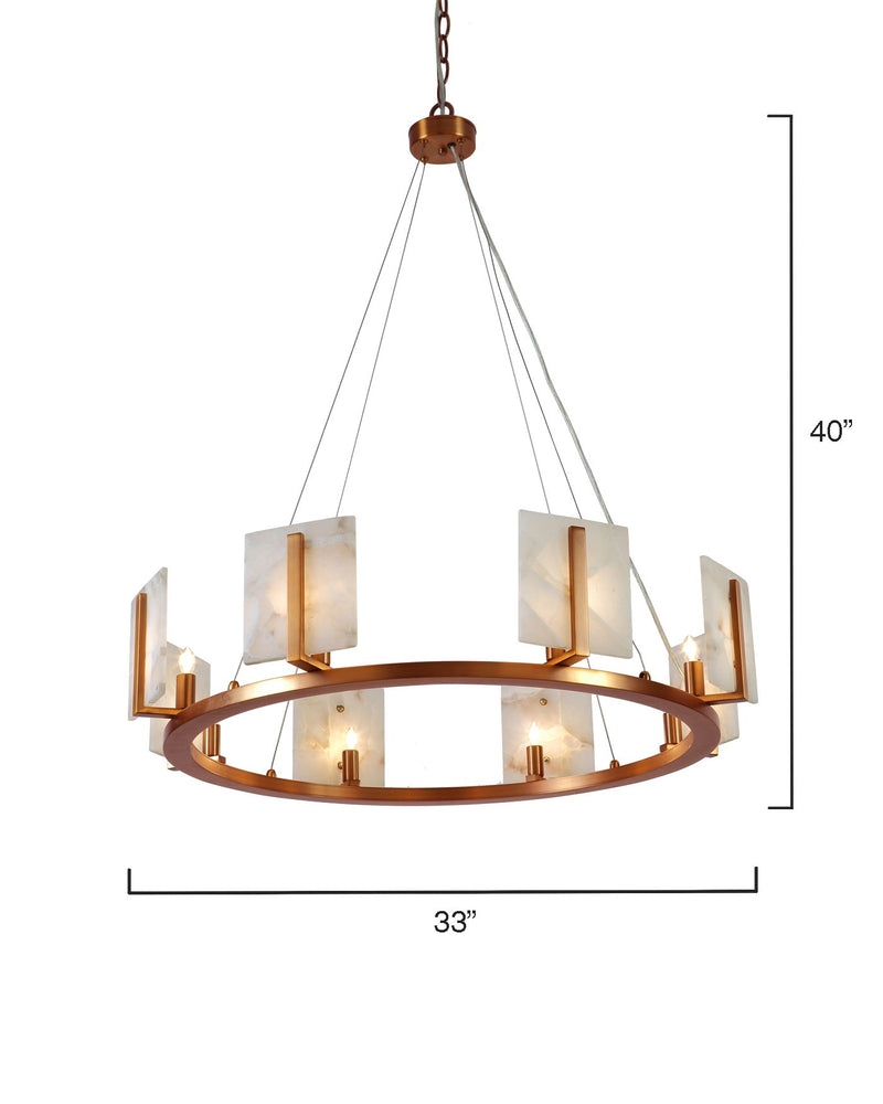 Large Contemporary Alabaster & Brass Halo Chandelier - thebelacan