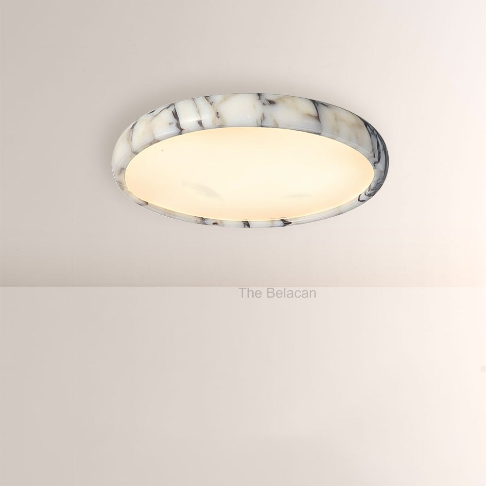 LuminaVein Marble-Rim Oval Flush Mount - thebelacan