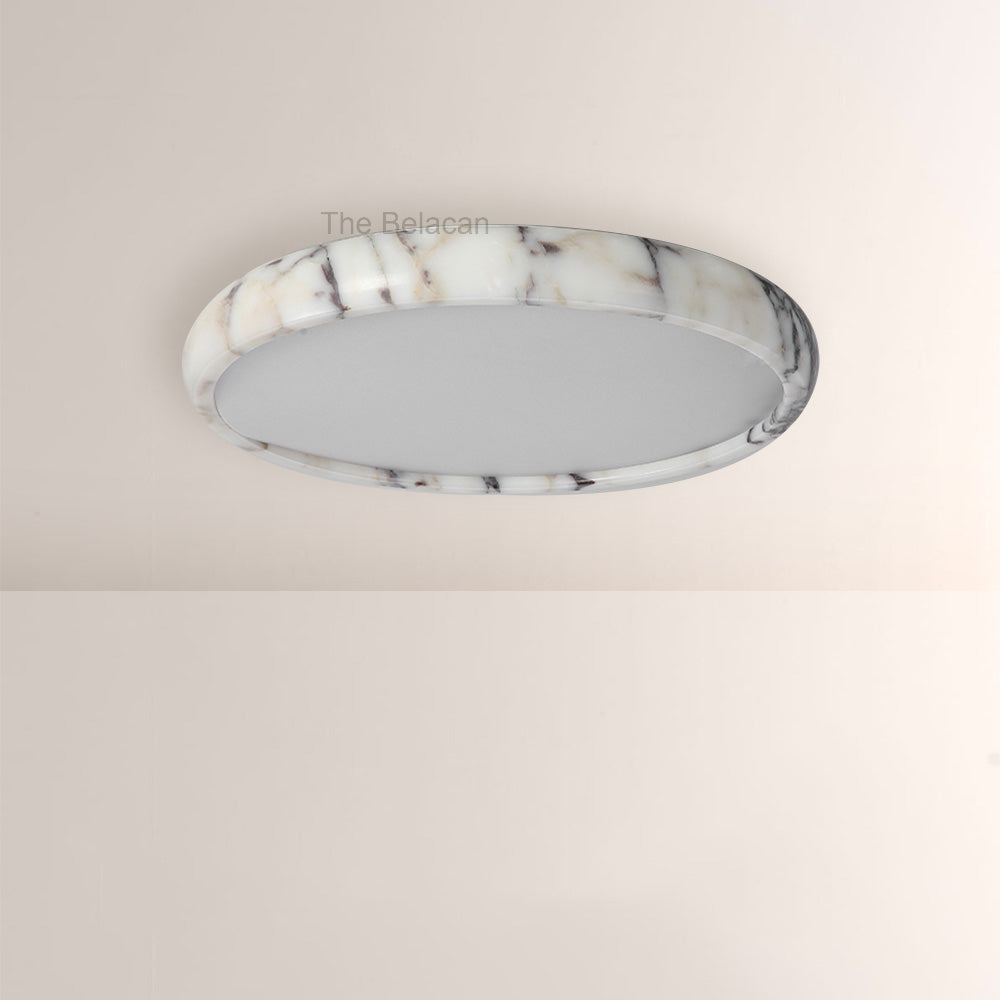 LuminaVein Marble-Rim Oval Flush Mount - thebelacan