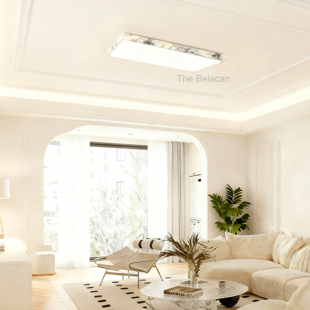 LuminaVein Square Marble Flush Mount - thebelacan