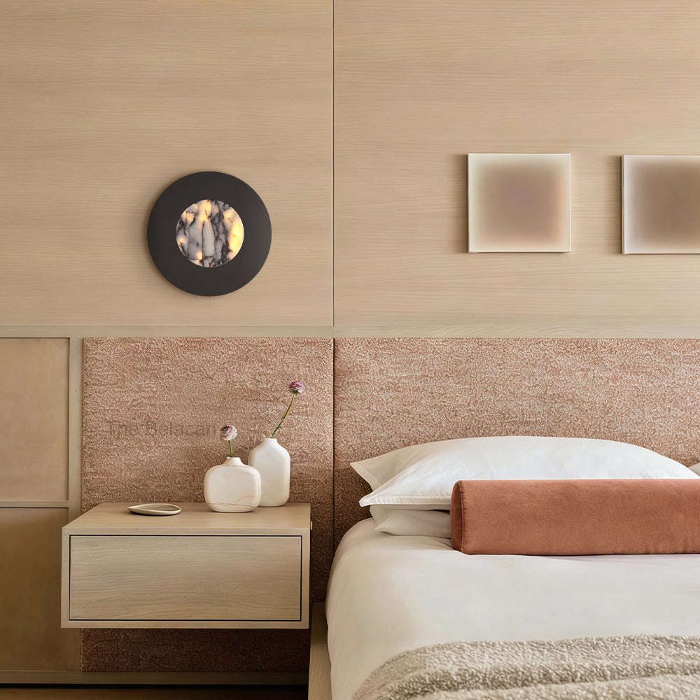 MarbleGlow Circular Accent Marble Wall Sconce - thebelacan