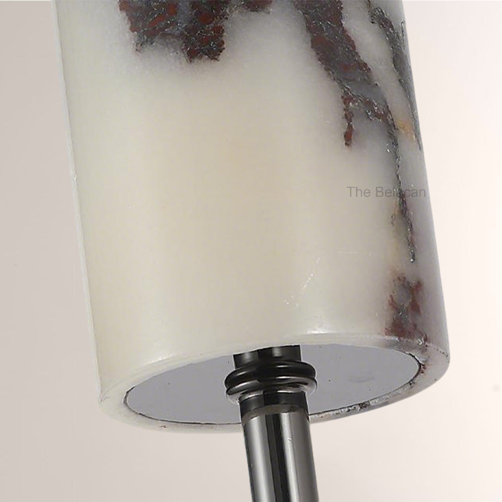 MarbleGlow Curved-Arm Cylinder Marble Wall Sconce - thebelacan