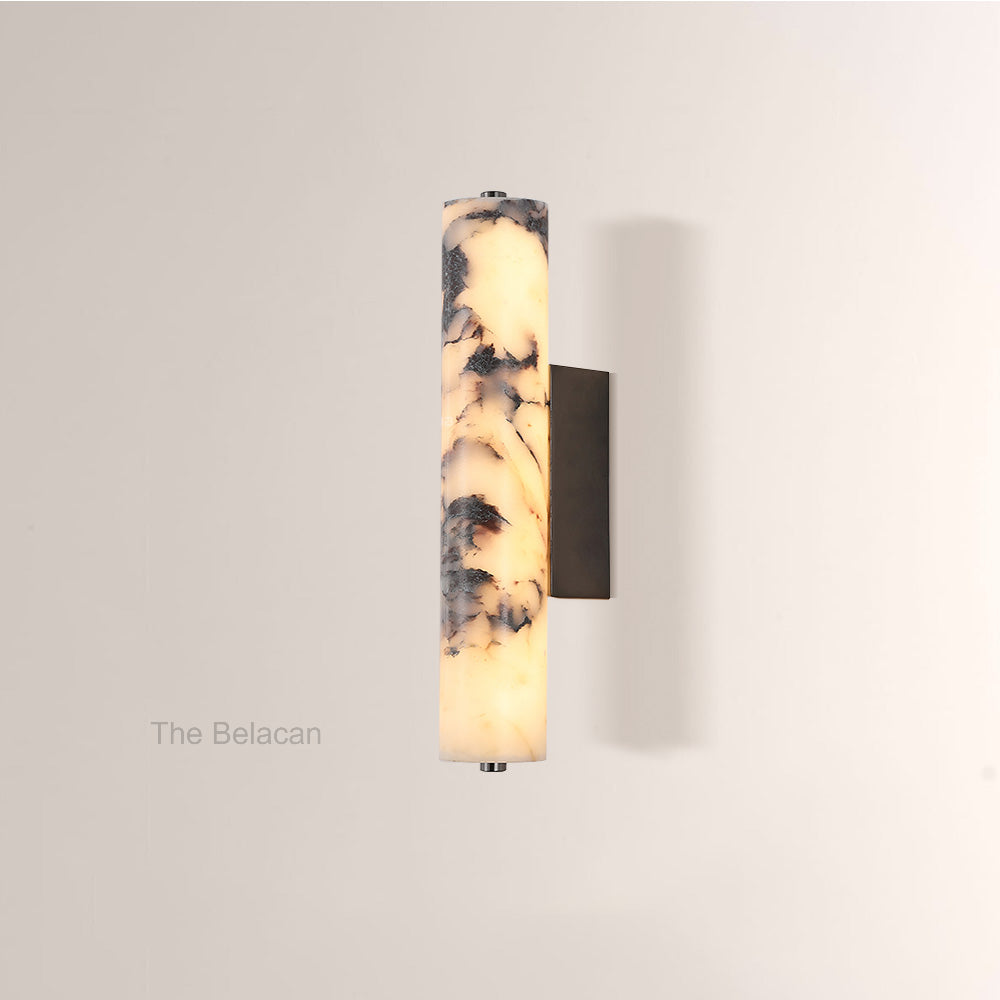 MarbleGlow Cylindrical Marble Wall Sconce - thebelacan