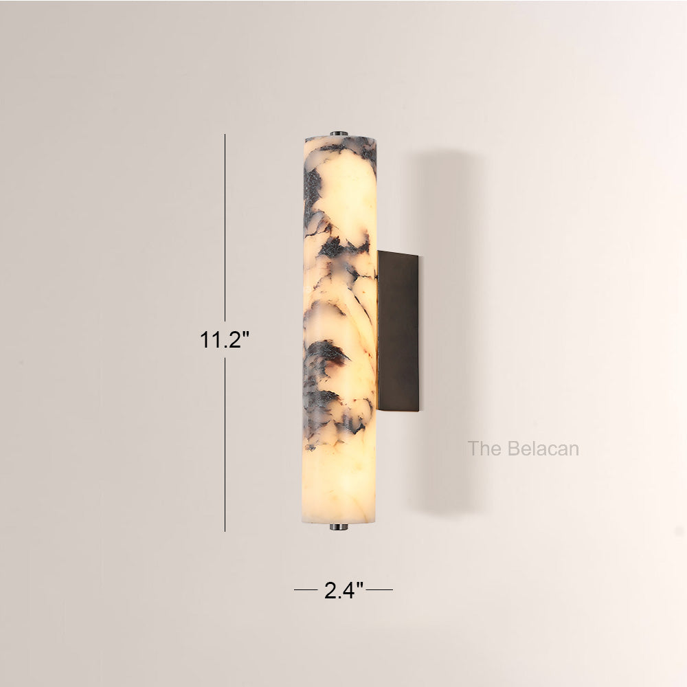 MarbleGlow Cylindrical Marble Wall Sconce - thebelacan