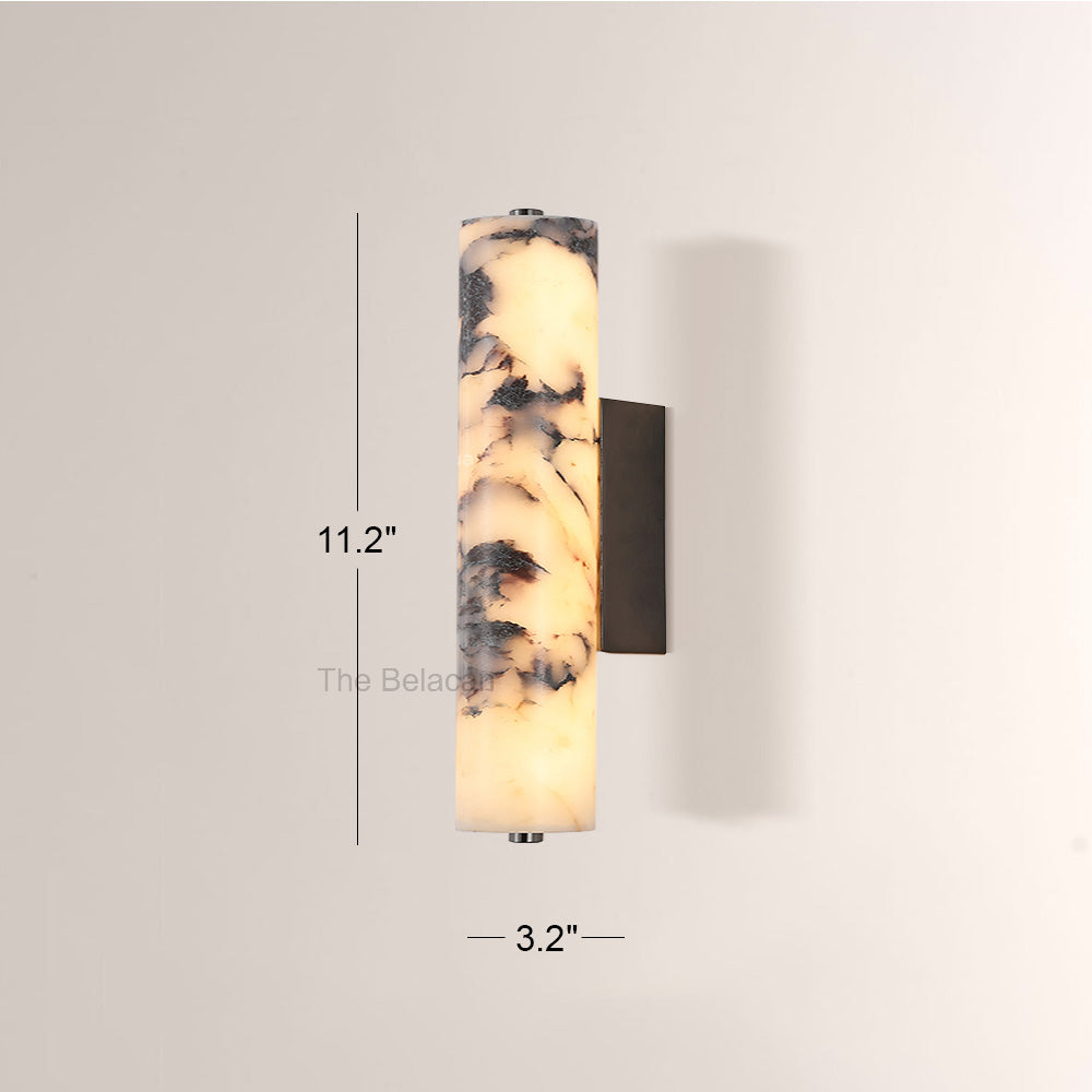 MarbleGlow Cylindrical Marble Wall Sconce - thebelacan