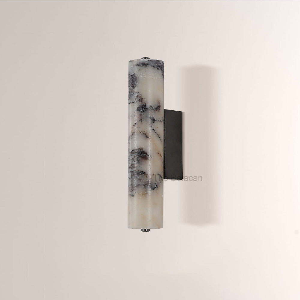 MarbleGlow Cylindrical Marble Wall Sconce - thebelacan