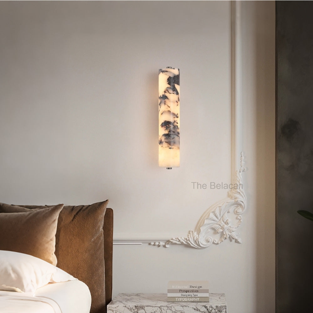 MarbleGlow Cylindrical Marble Wall Sconce - thebelacan