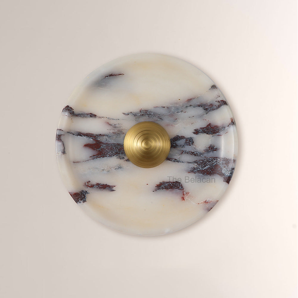 MarbleGlow Disc Marble Brass Sconce - thebelacan