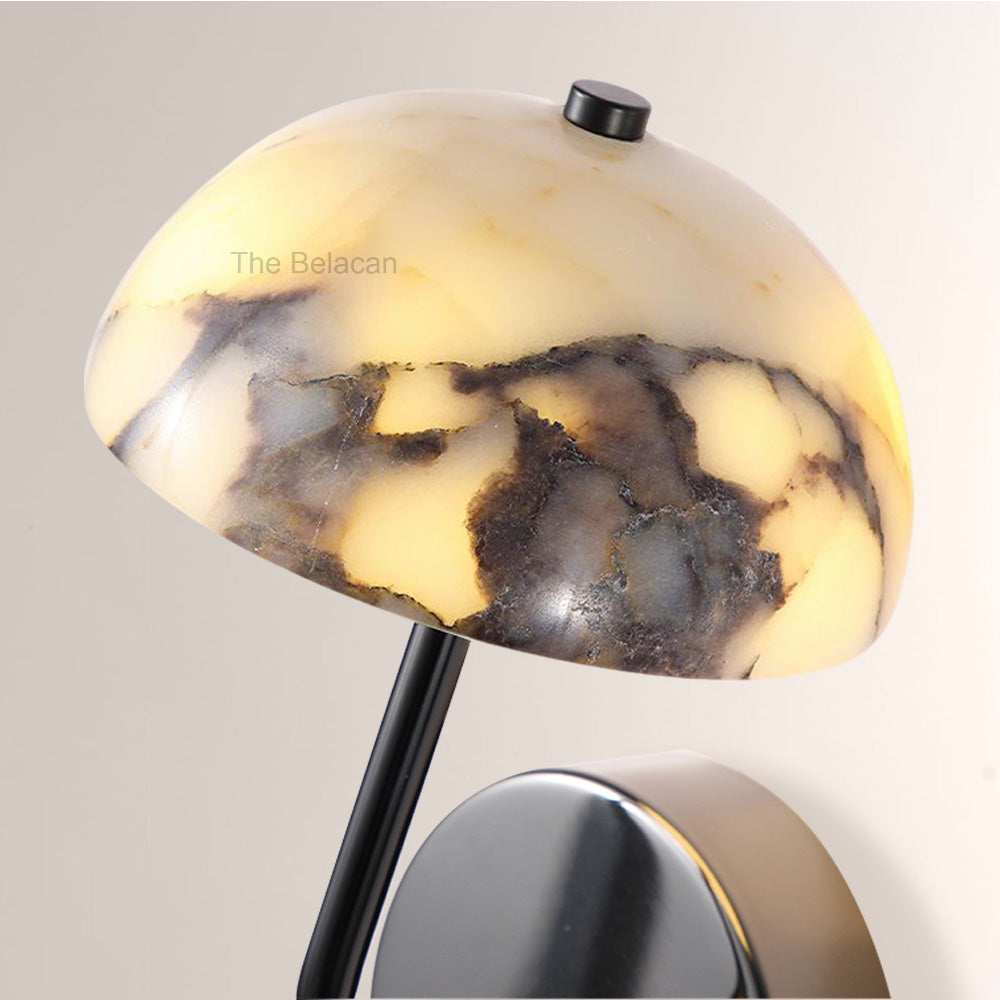 MarbleGlow Dome-Shade Curved Arm Wall Sconce - thebelacan