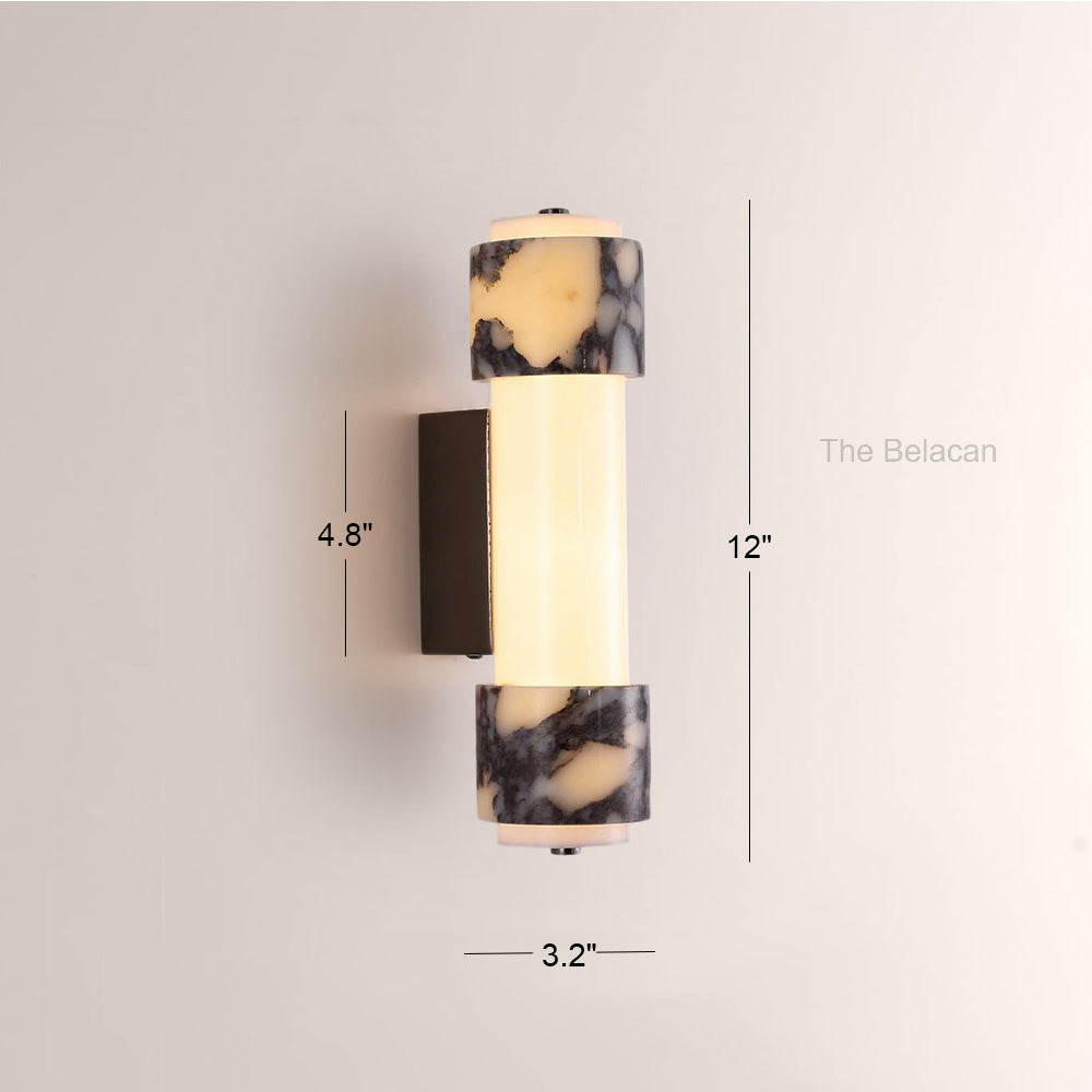 MarbleGlow Dual-Marble Cylinder Wall Sconce - thebelacan