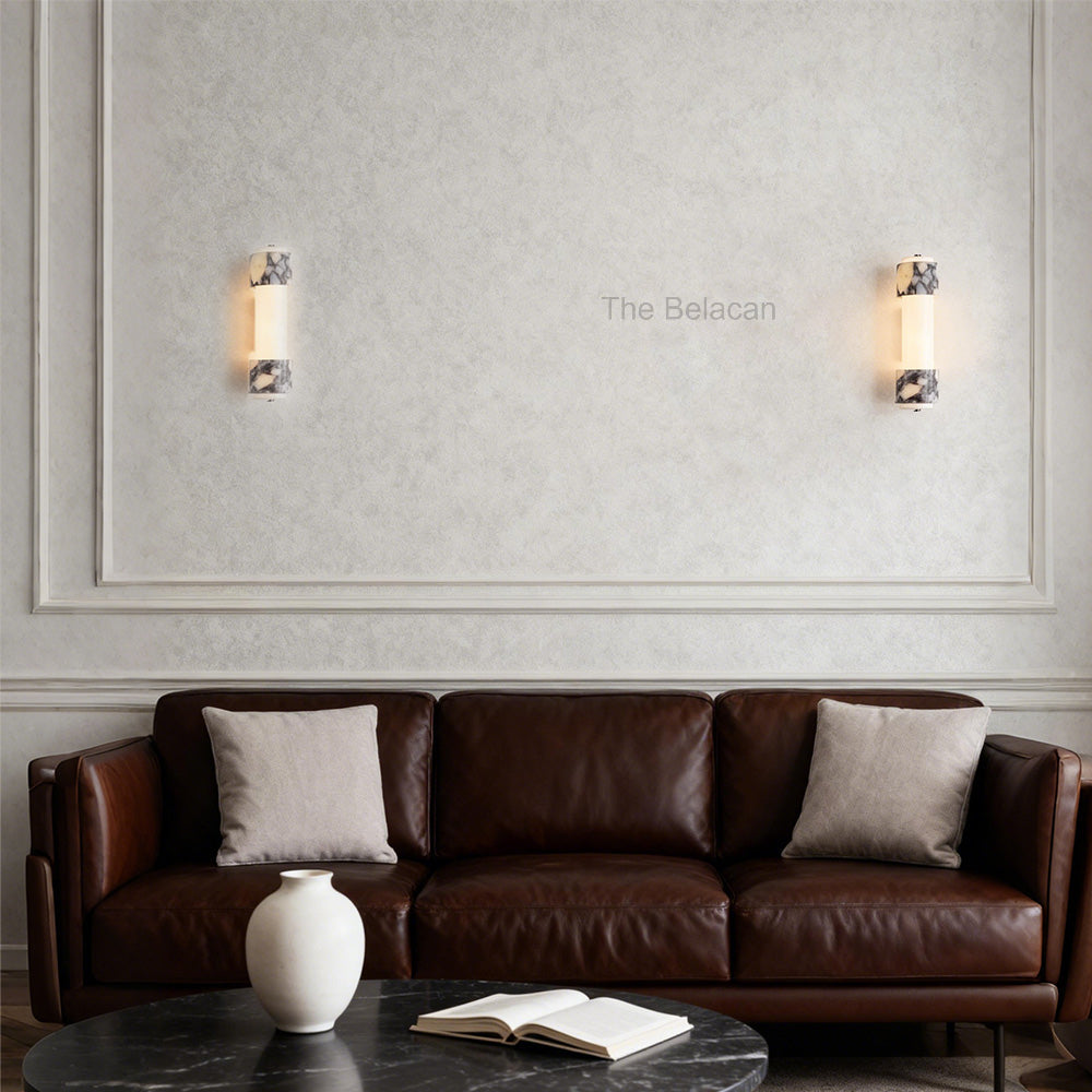 MarbleGlow Dual-Marble Cylinder Wall Sconce - thebelacan