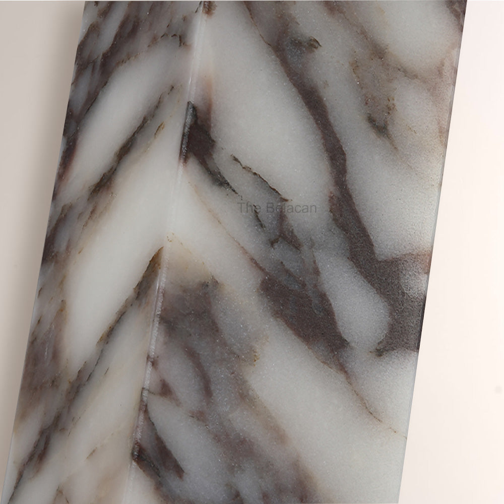 MarbleGlow Herringbone-Marble Vertical Wall Sconce - thebelacan