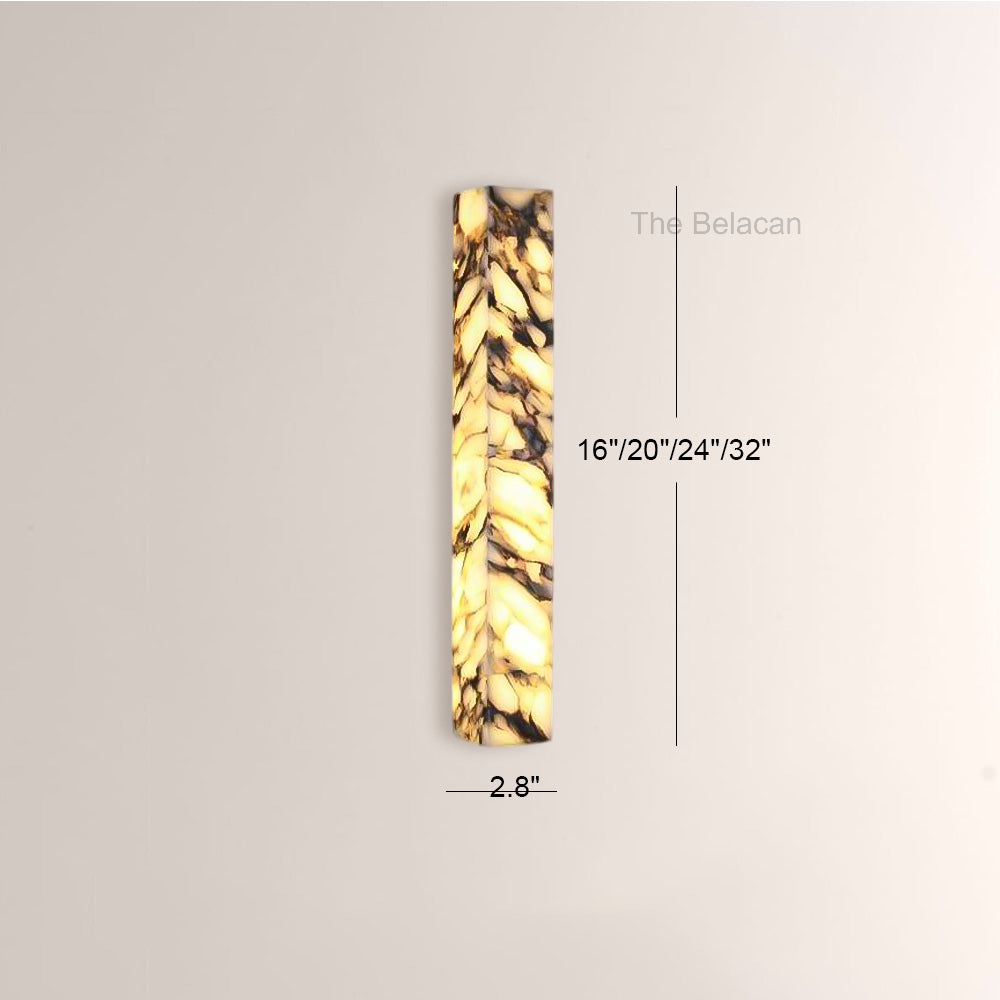 MarbleGlow Herringbone-Marble Vertical Wall Sconce - thebelacan