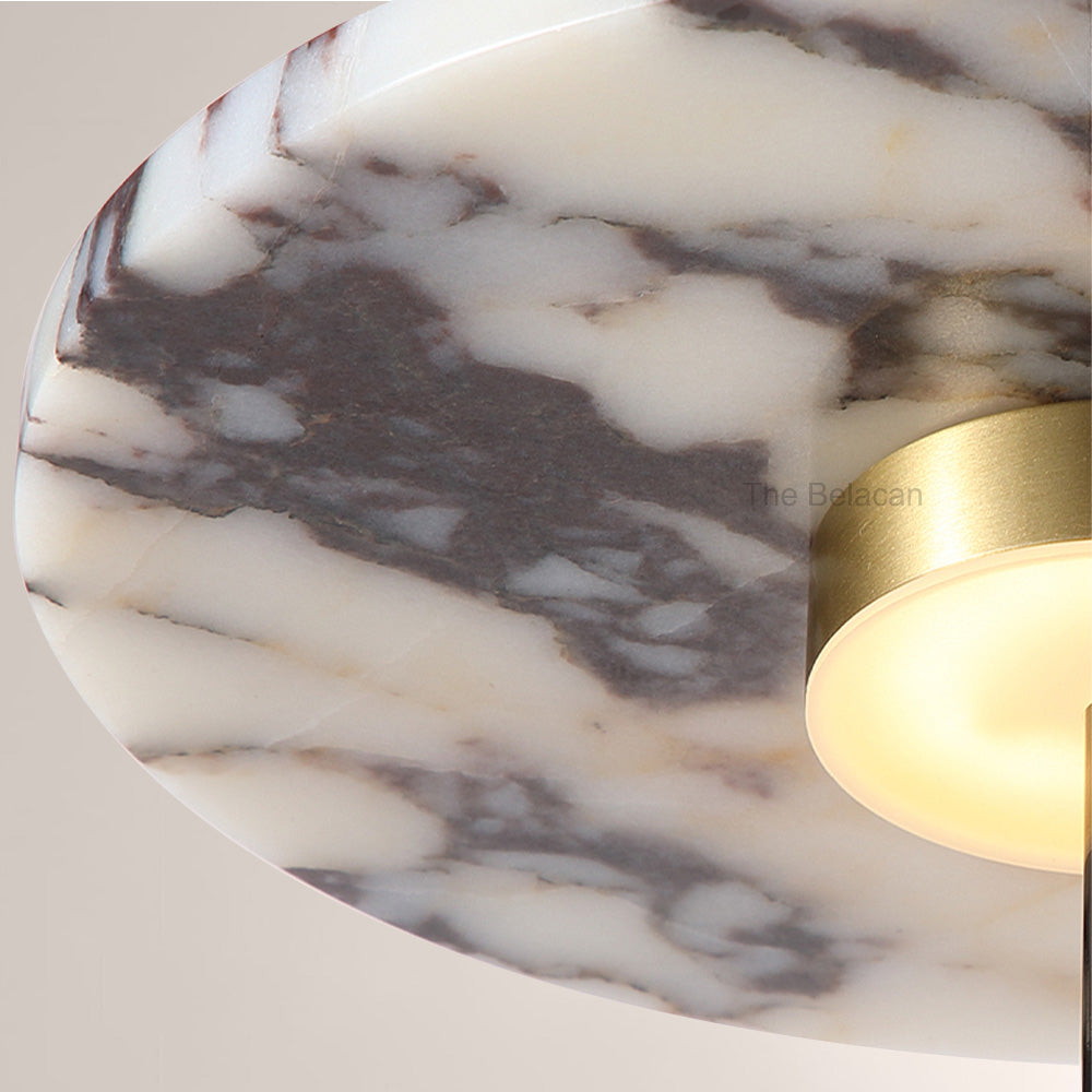 MarbleGlow Linear-Mount Disc Marble Wall Sconce - thebelacan