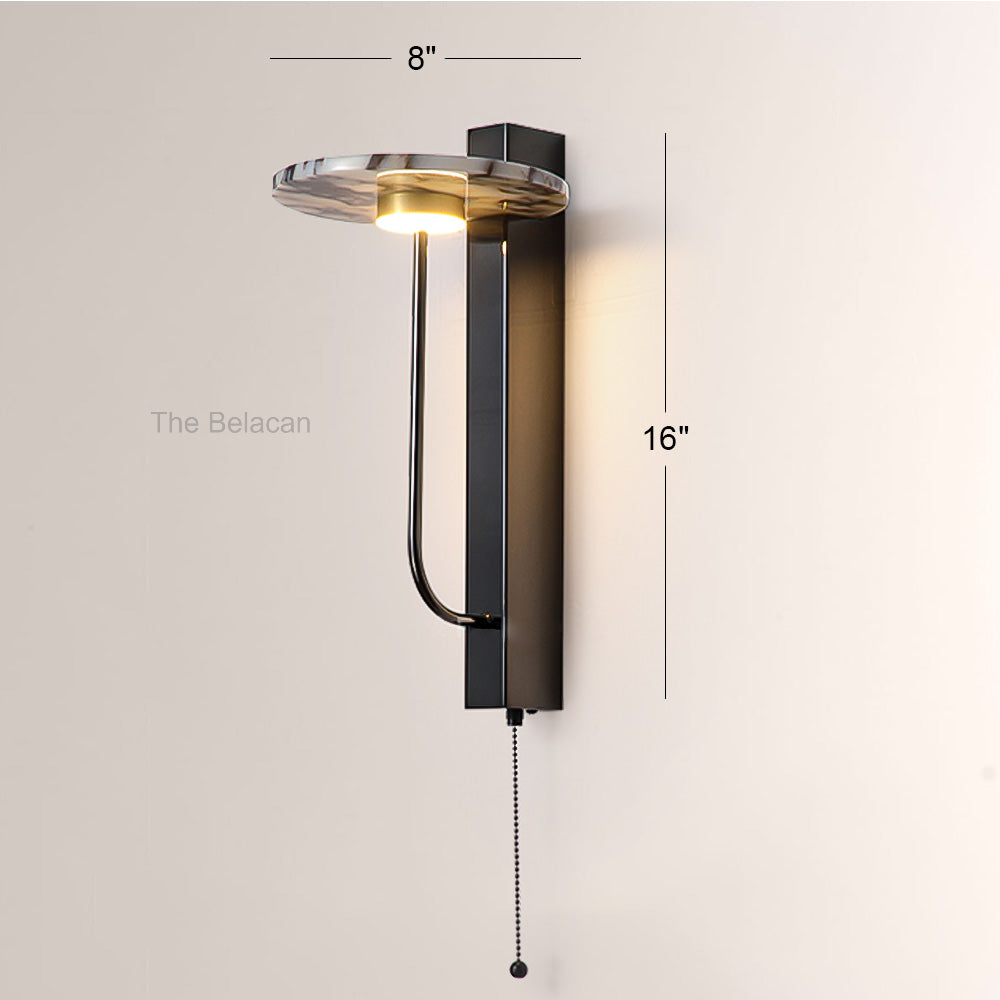 MarbleGlow Linear-Mount Disc Marble Wall Sconce - thebelacan