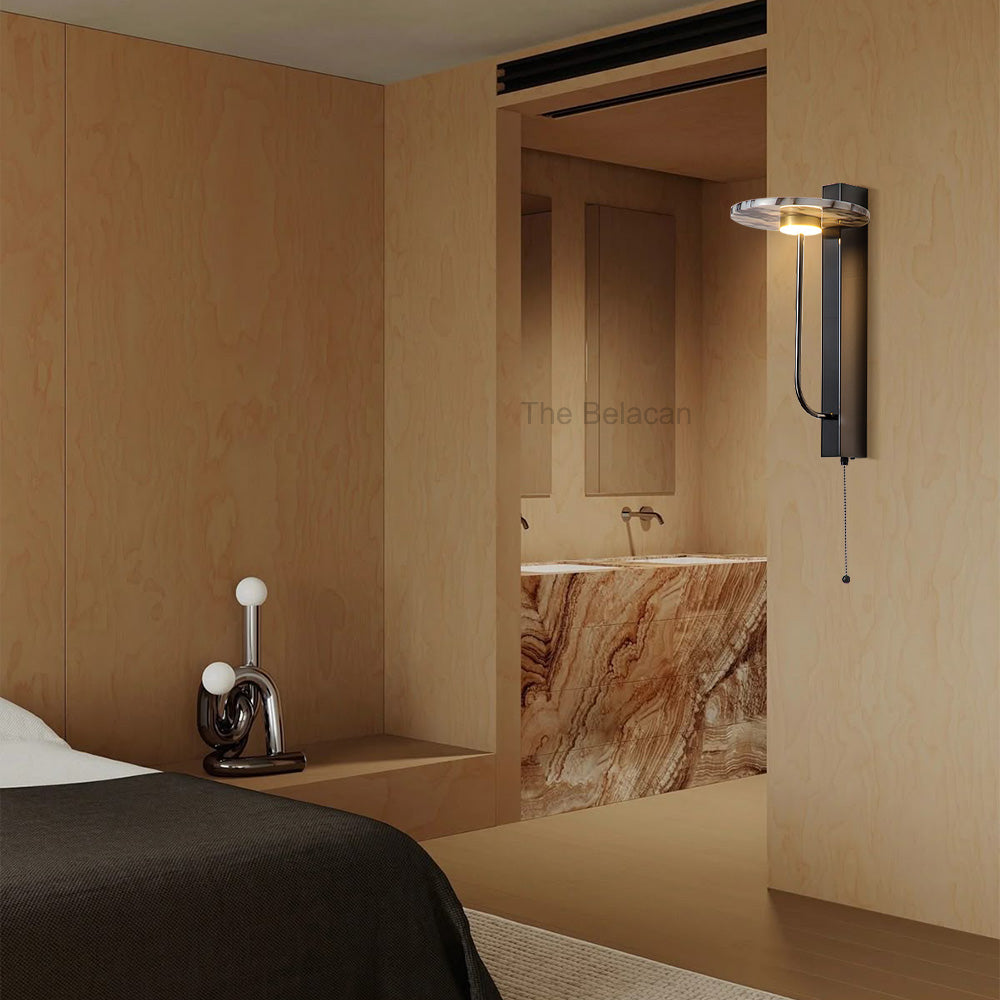 MarbleGlow Linear-Mount Disc Marble Wall Sconce - thebelacan