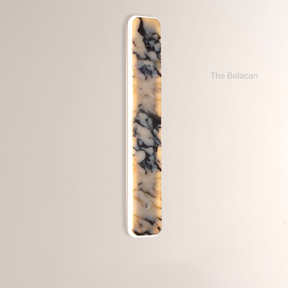 MarbleGlow Linear Slab Marble Wall Sconce - thebelacan