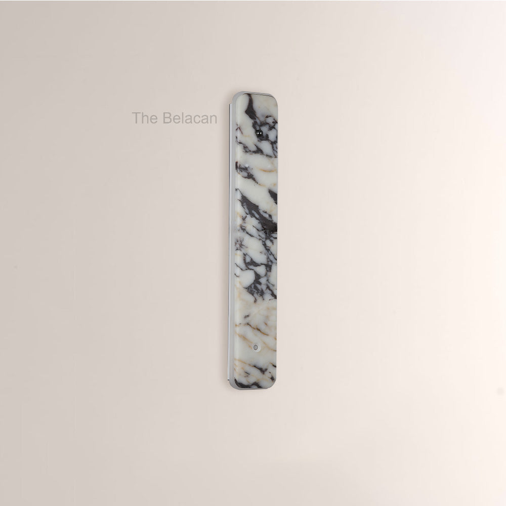 MarbleGlow Linear Slab Marble Wall Sconce - thebelacan