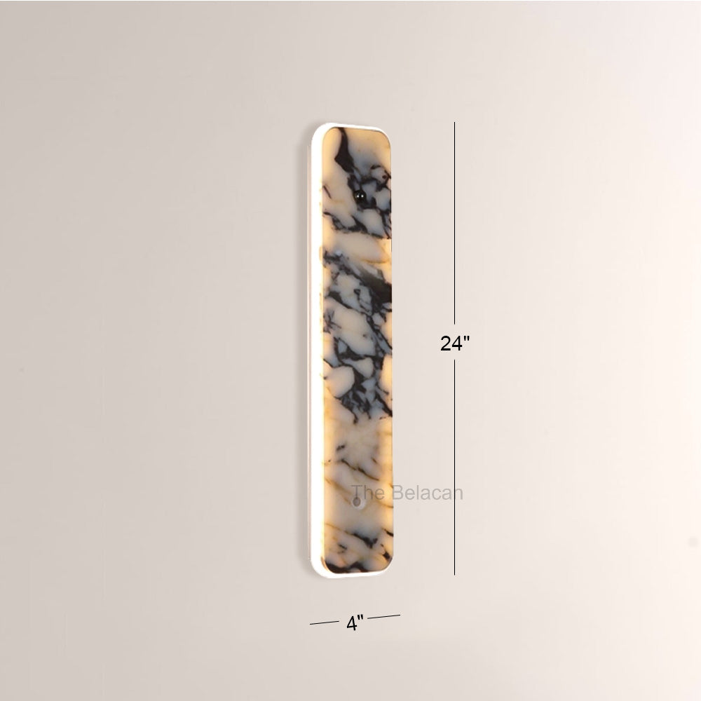 MarbleGlow Linear Slab Marble Wall Sconce - thebelacan
