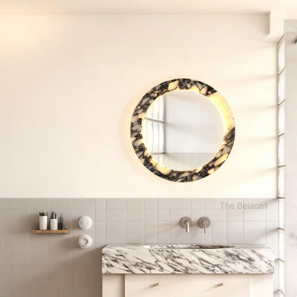 MarbleGlow Marble-Rim Mirror Sconce - thebelacan