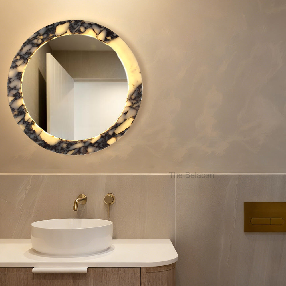 MarbleGlow Marble-Rim Mirror Sconce - thebelacan