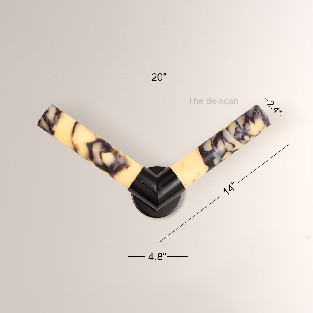 MarbleGlow V-Shaped Dual Cylinder Marble Wall Sconce - thebelacan