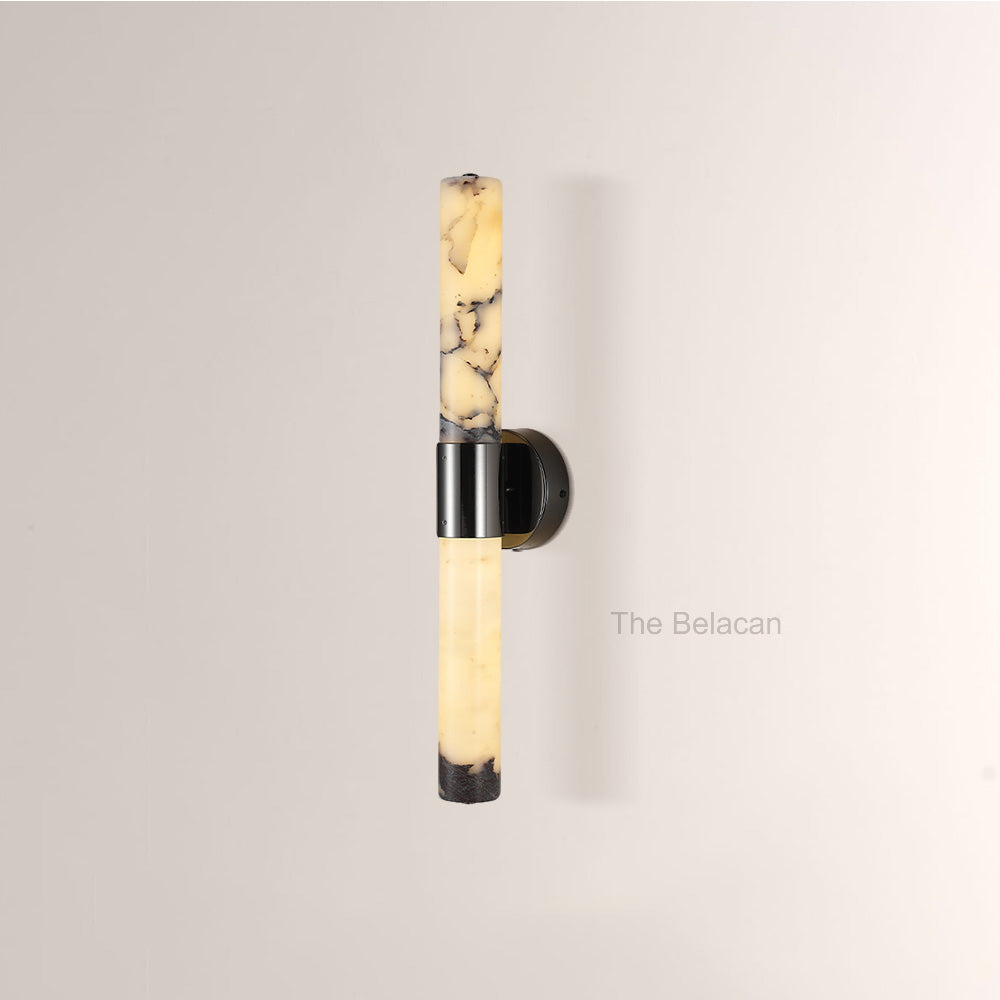 MarbleGlow Vertical Cylinder Marble Wall Sconce - thebelacan