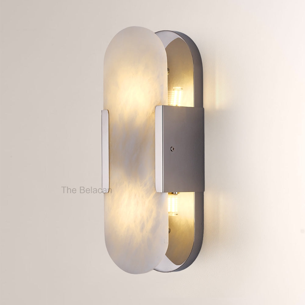 OpalEdge Oval Alabaster Wall Sconces 13.8 19.7H - thebelacan