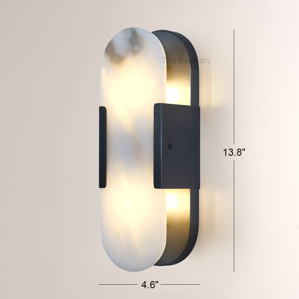 OpalEdge Oval Alabaster Wall Sconces 13.8 19.7H - thebelacan