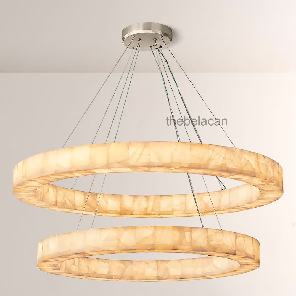 Riveage 2-tier Round Calcite Chandelier 60" - thebelacan