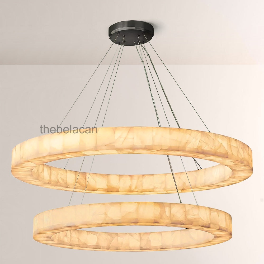 Riveage 2-tier Round Calcite Chandelier 60" - thebelacan