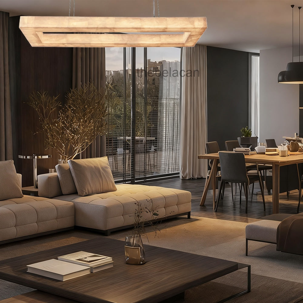 Riveage Rectangular Calcite Chandelier 72" - thebelacan