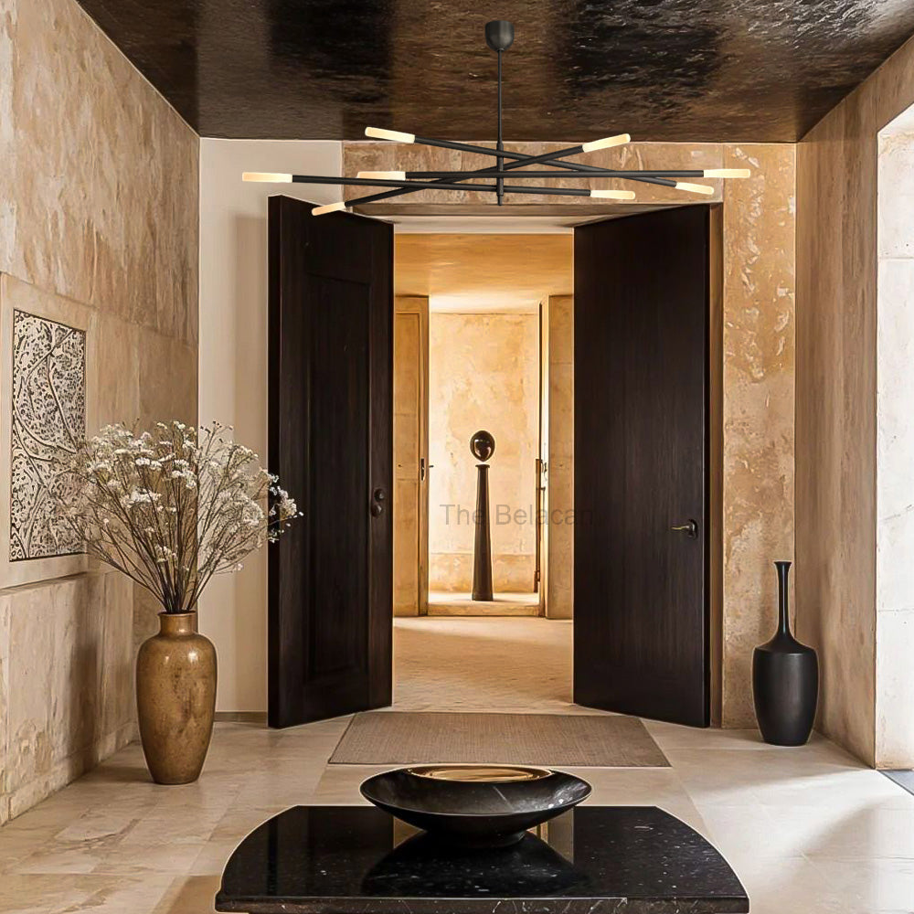 Rouvelle 8-Light Mobile Etched Rod Chandelier - thebelacan