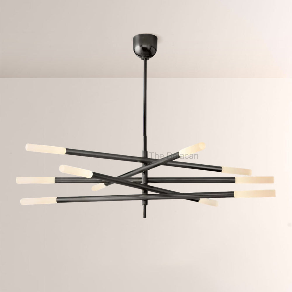 Rouvelle 10-Light Mobile Etched Rod Chandelier - thebelacan