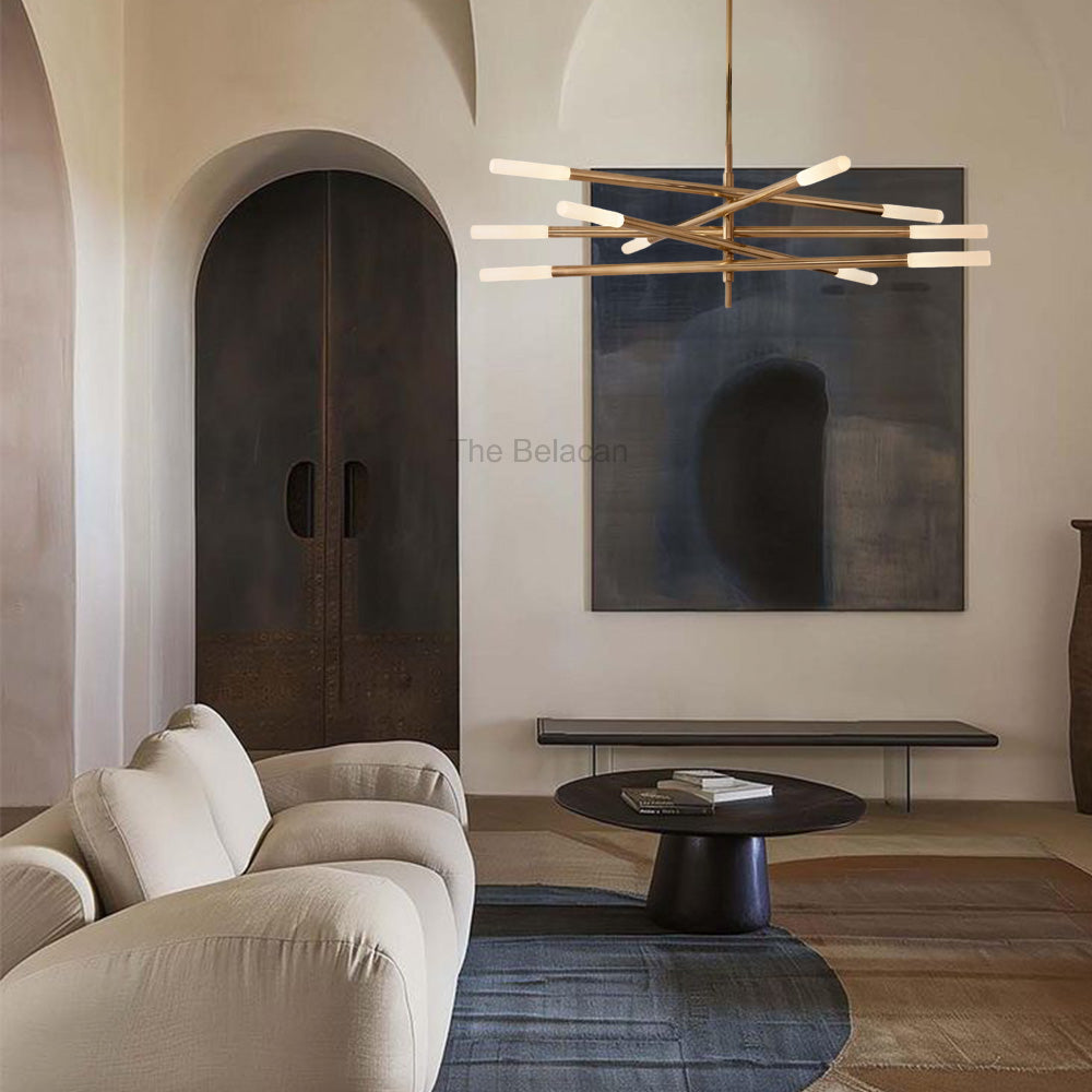 Rouvelle 10-Light Mobile Etched Rod Chandelier - thebelacan