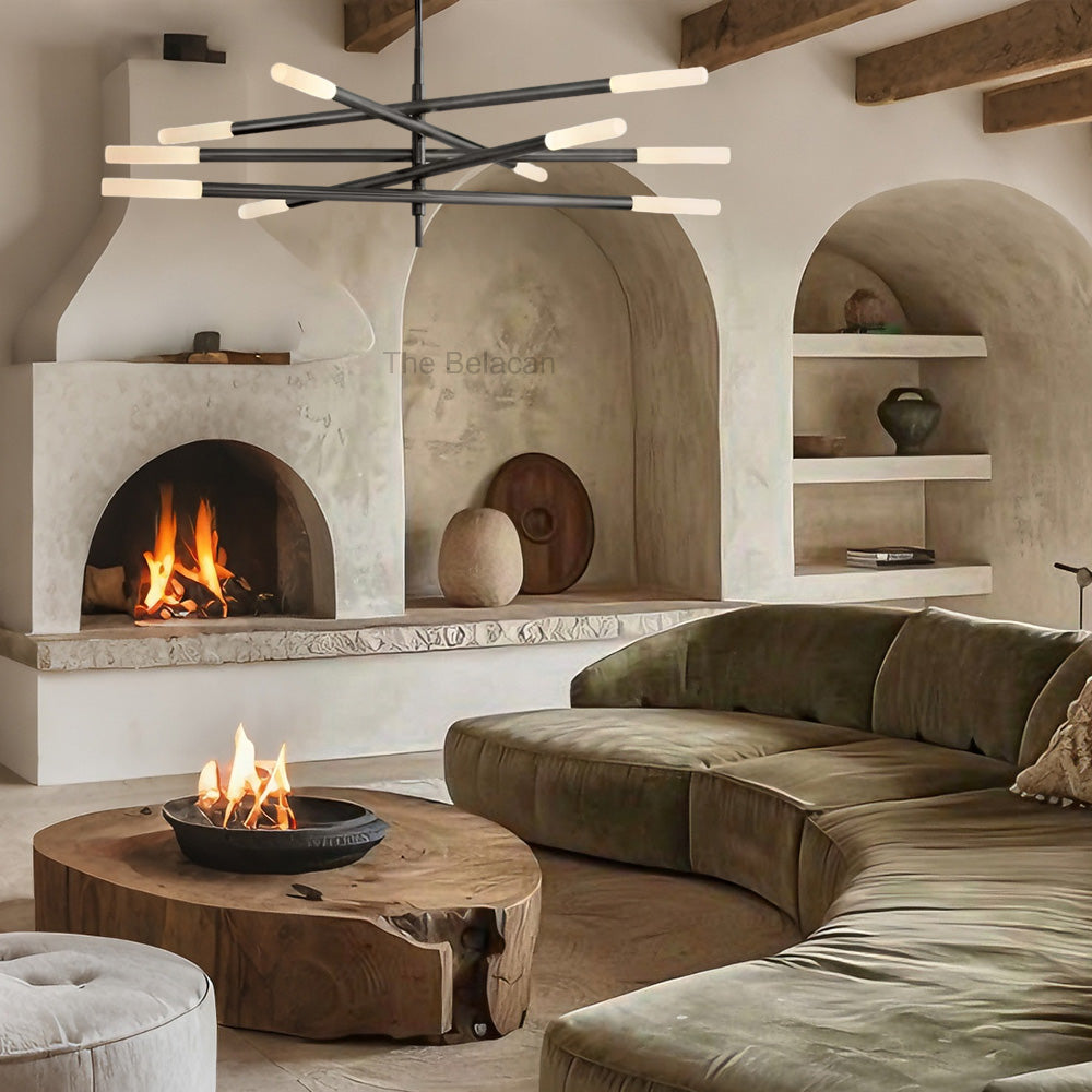 Rouvelle 10-Light Mobile Etched Rod Chandelier - thebelacan