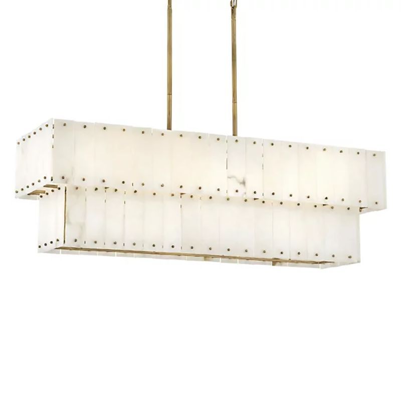 Simona Alabaster Linear 2-Tier Chandelier - thebelacan
