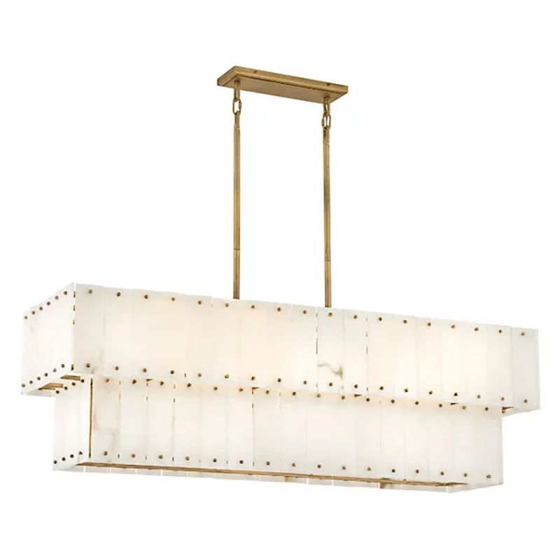 Simona Alabaster Linear 2-Tier Chandelier - thebelacan