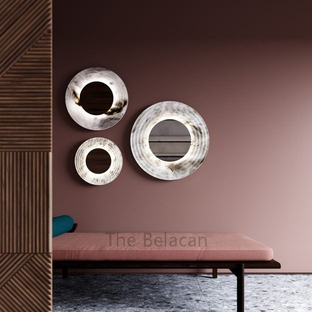 Alabaster Dissic Mirror Wall Sconce - thebelacan