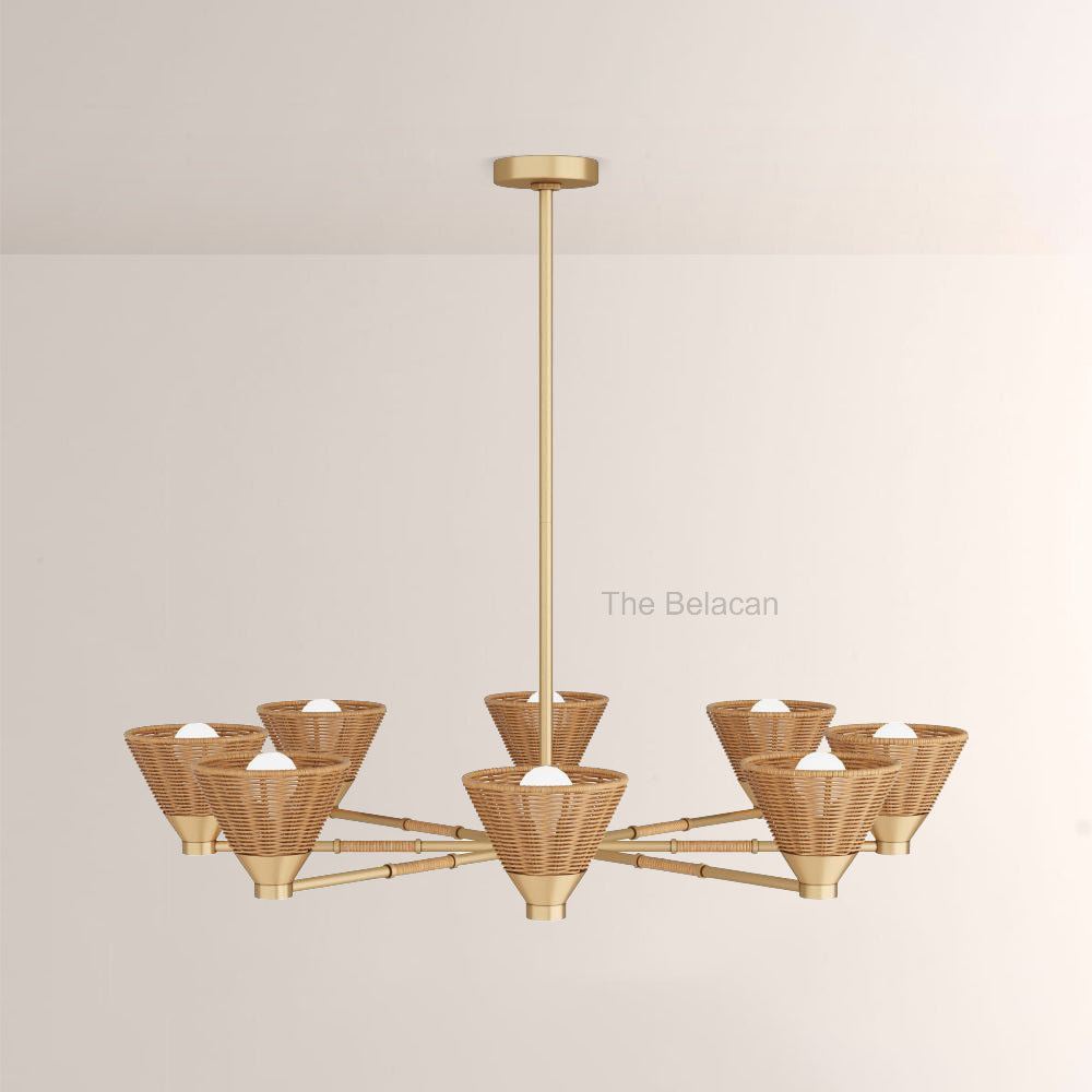 Veronica Round Rattan Chandelier - thebelacan