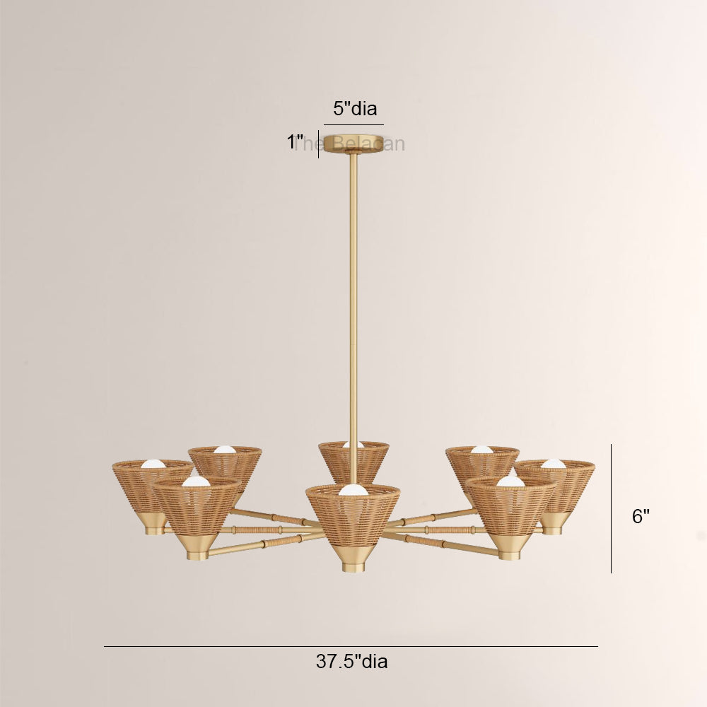 Veronica Round Rattan Chandelier - thebelacan
