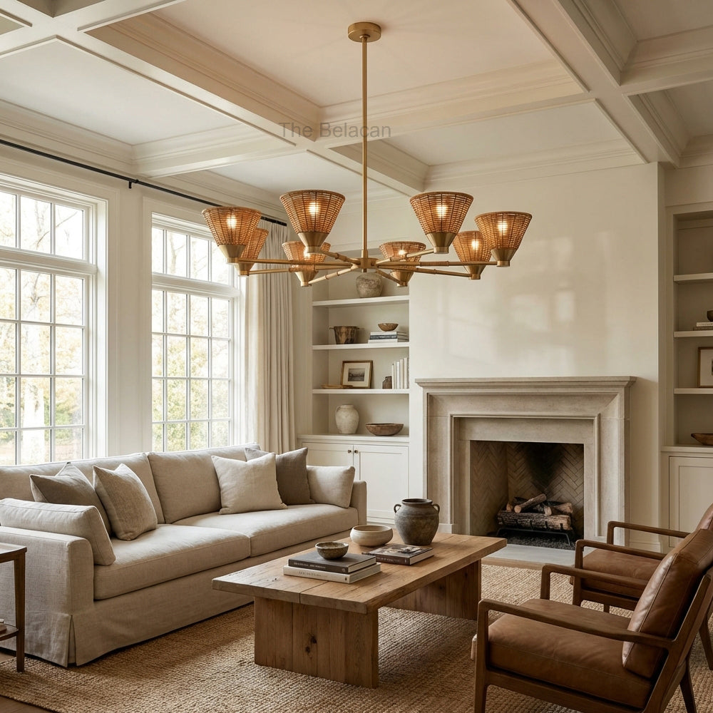 Veronica Round Rattan Chandelier - thebelacan