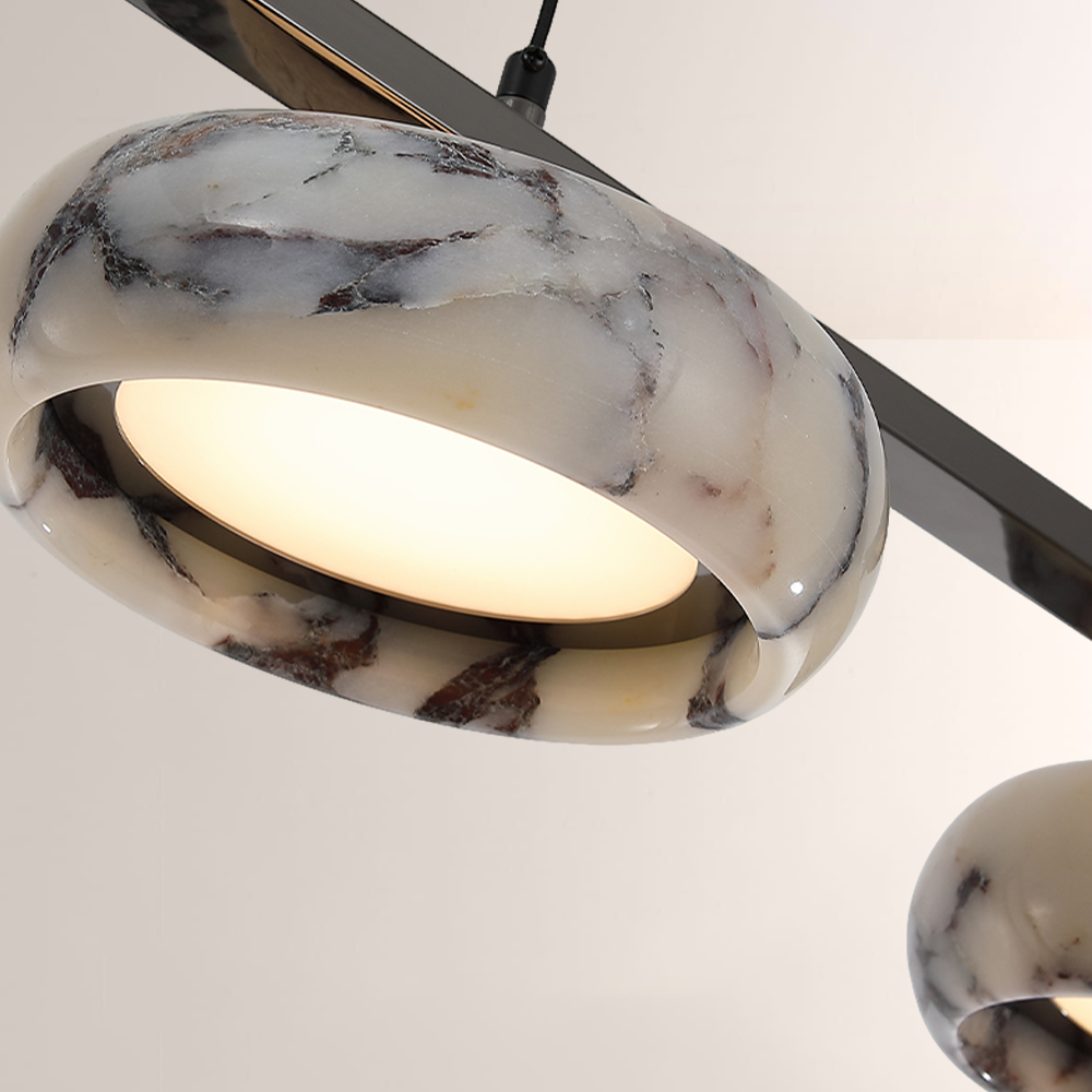 Vitrella 4-Head Linear Marble Disc Chandelier - thebelacan