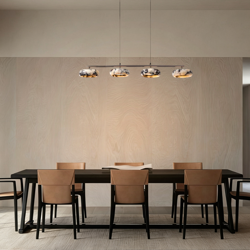 Vitrella 4-Head Linear Marble Disc Chandelier - thebelacan