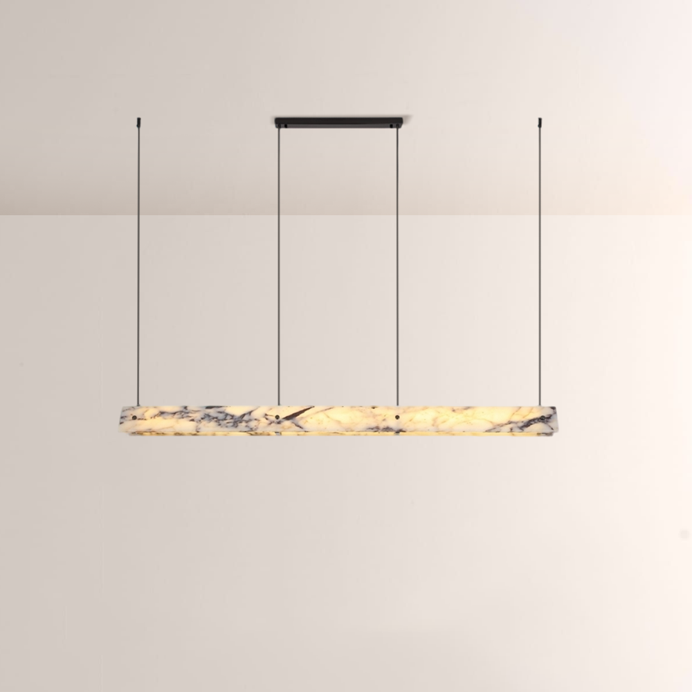 Vitrella Adjustable-Height Linear Marble Chandelier - thebelacan