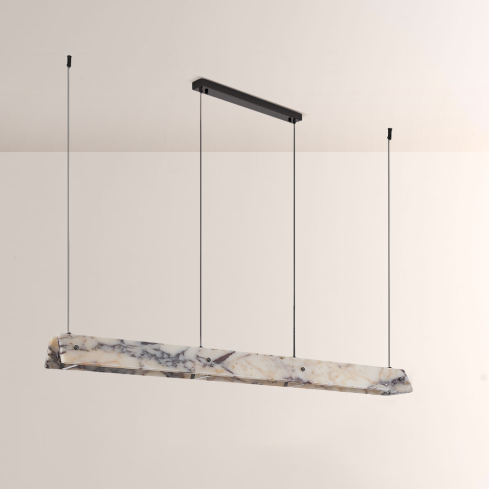 Vitrella Adjustable-Height Linear Marble Chandelier - thebelacan