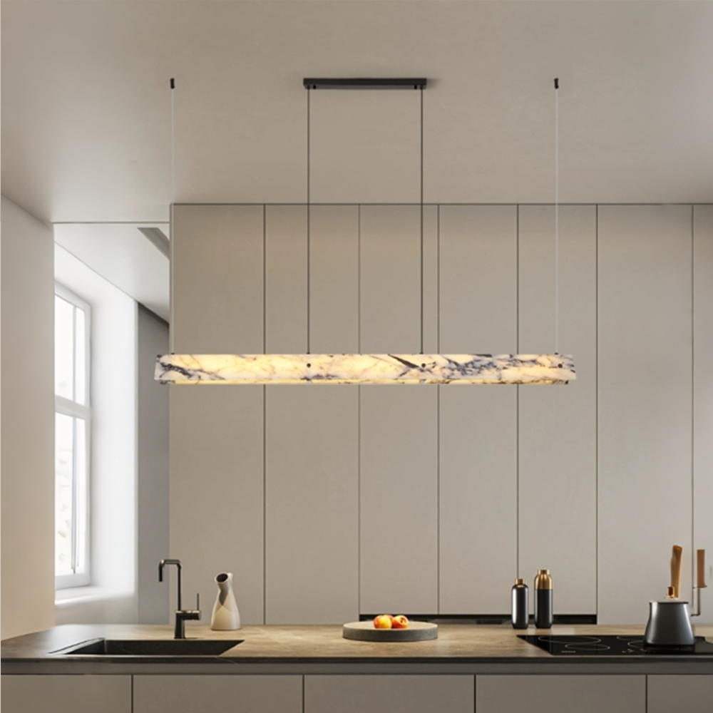 Vitrella Adjustable-Height Linear Marble Chandelier - thebelacan